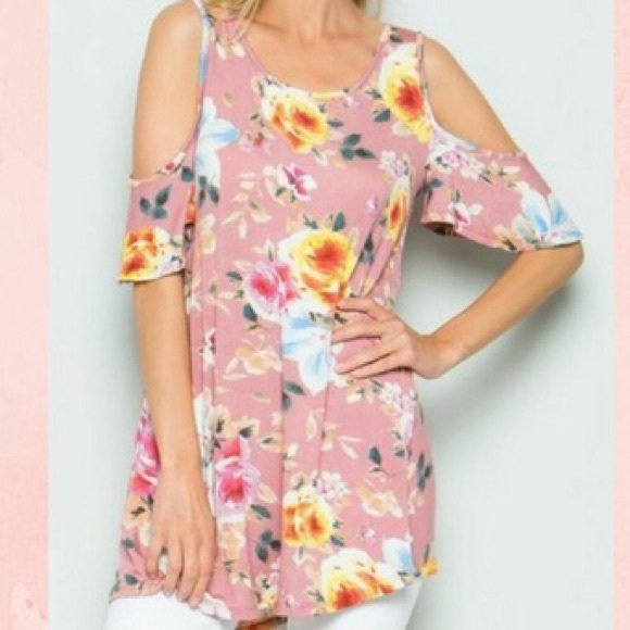 EEB Lolly floral cold shoulder tunic top - Picture 2 of 4